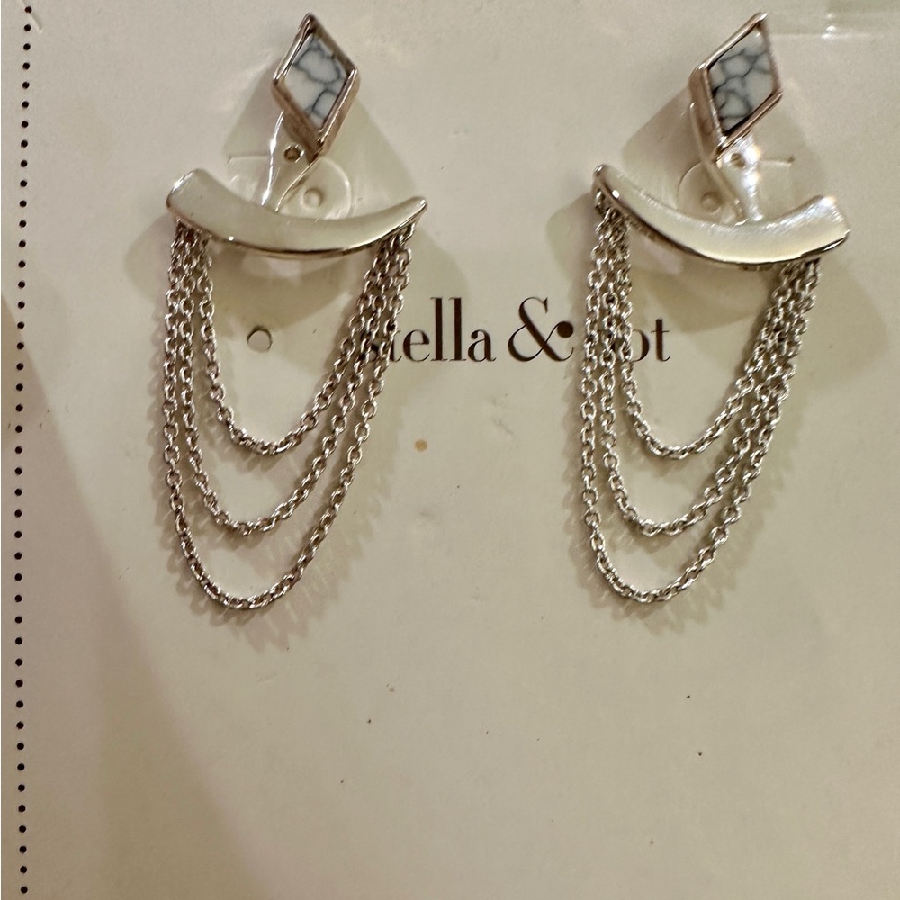 Stella & Dot Silver Dangle Jacket Earrings